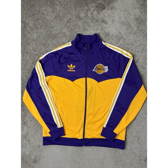 Vintage‎ Mens Zip Sweatshitr NBA Adidas Los Angeles Lakers Jacket, Size L - Picture 1 of 13